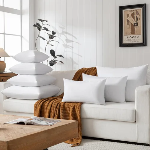 Miniatura 6 de basic home 28x28 Euro Throw Pillow Insert-Down Almohada de plumas Inserto-Tela de algodón Blanco-1 pieza