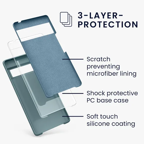 Miniatura 302 de kwmobile Funda Compatible con Google Pixel 6 Pro - Funda de teléfono de silicona TPU con acabado suave - Azul Arrecife