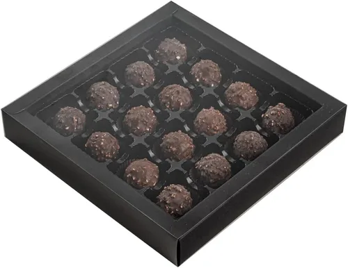 Restaurantware Sweet Vision Cajas cuadradas de dulces de 9.1 x 9.1 x 1.6 pulgadas, 100 cajas de regalo desechables para panadería, 16 compartimentos