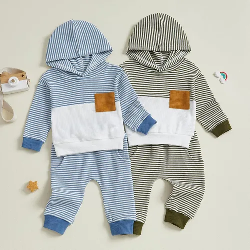 Miniatura 70 de Conjunto de ropa de otoño e invierno para bebé y niño, sudadera larga con capucha y pantalones para niños pequeños, 6, 12, 18, 24 meses, 2T