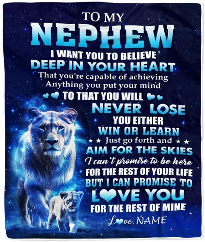 Miniatura 9 de Manta personalizada con texto en inglés «To My Nephew from Aunt Auntie Uncle You Will Never Lose Lion Nephew, cumpleaños, graduación, Navidad, manta