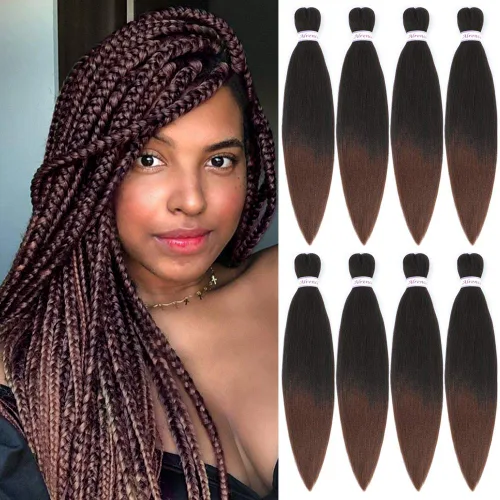 Miniatura 25 de Alrence Cabello estirado para hacer trenzas, trenza larga de 30 pulgadas, 8 paquetes, extensiones profesionales de trenzado de cabello sintético, 1b#