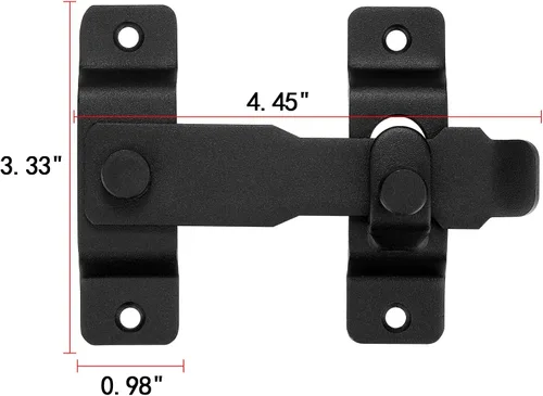 Miniatura 2 de INIRET Paquete de 2 pestillos para puerta de granero, 4.33 x 3.23 pulgadas, acero inoxidable negro mate, cerraduras de puerta abatibles, cerraduras