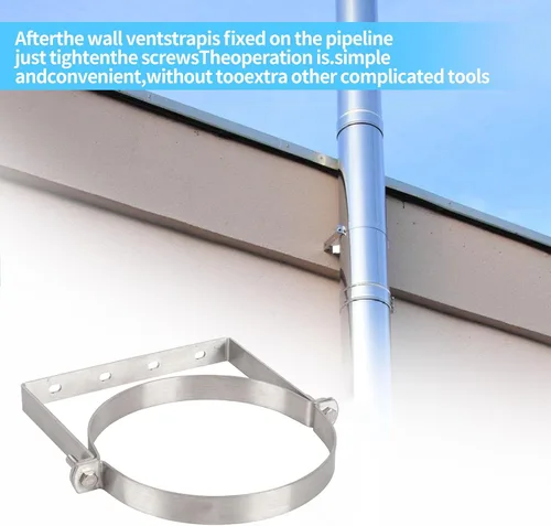 Miniatura 5 de Correa de pared de ventilación de acero inoxidable B, soporte de tubo de chimenea, colgador rígido de anillo dividido, soporte de pared, para tubo