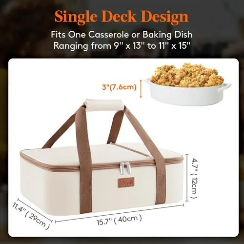 Miniatura 2 de Lifewit - Porta ollas aislada para alimentos calientes o fríos, olla con tapa y estuche de transporte, soporte para lasaña para fiestas de comida