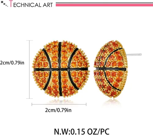 Miniatura 6 de LILIE&WHITE Aretes de pelota de baloncesto, fútbol, béisbol, sóftbol, voleibol, tenis, rugby, aretes deportivos para mujeres, fanáticos del