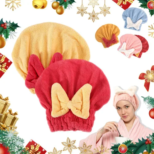 Miniatura 8 de 2 toallas de microfibra para secar el cabello, superabsorbentes, para cabello húmedo, de secado rápido, toallas de pelo gruesas, pajarita suave