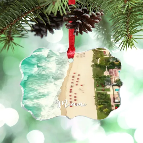 Miniatura 26 de Miami Florida, Estados Unidos, decoración de árbol de Navidad, recuerdos de ciudad de campo, recuerdos personalizados de Navidad 2023, decoración