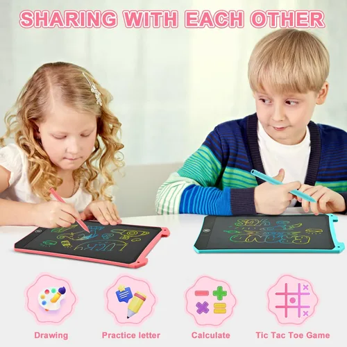 Miniatura 4 de Tableta de escritura LCD, paquete de 2 juguetes para niños pequeños, almohadilla de dibujo de 10 pulgadas, artículos esenciales de viaje para niños
