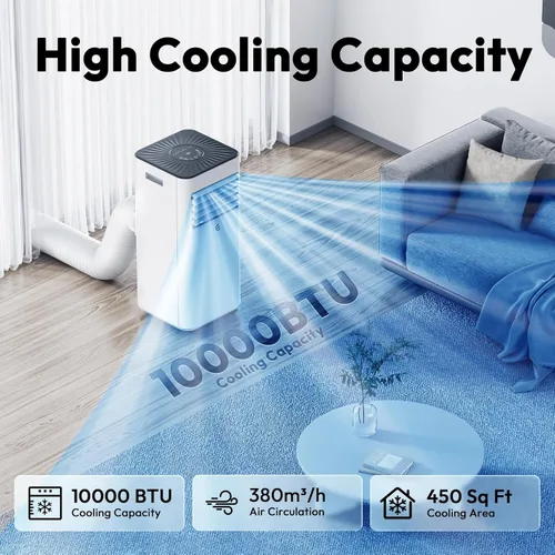 Miniatura 2 de Acondicionadores de aire portátiles de 10,000 BTU, aire acondicionado portátil con control remoto para habitación de hasta 450 pies cuadrados