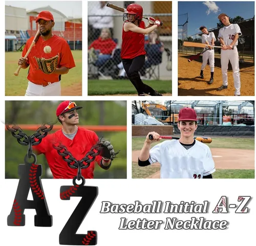 Miniatura 5 de AIAINAGI Collar de béisbol con letra A-Z para niños, dije de béisbol de acero inoxidable, cadena de plata de 22 pulgadas, regalo de béisbol