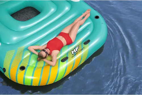 Miniatura 8 de Bestway Hydro Force Sunny - Balsa inflable para 5 personas, isla flotante, para agua, lago, con portavasos y parasol extraíble, color verde
