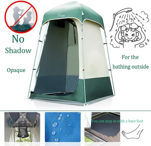 Miniatura 3 de Carpa de Ducha al Aire Libre Cambiador de Privacidad Carpas de Camping Portátiles Blanco+verde