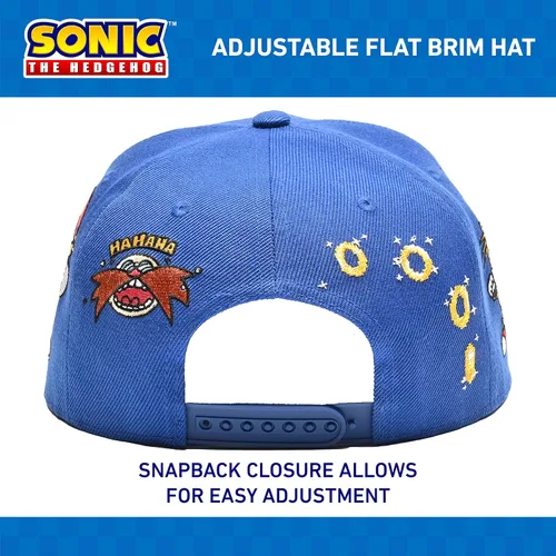 Miniatura 3 de Concept One Gorra de béisbol Sonic The Hedgehog para hombre, logotipo bordado con ala plana, ajustable