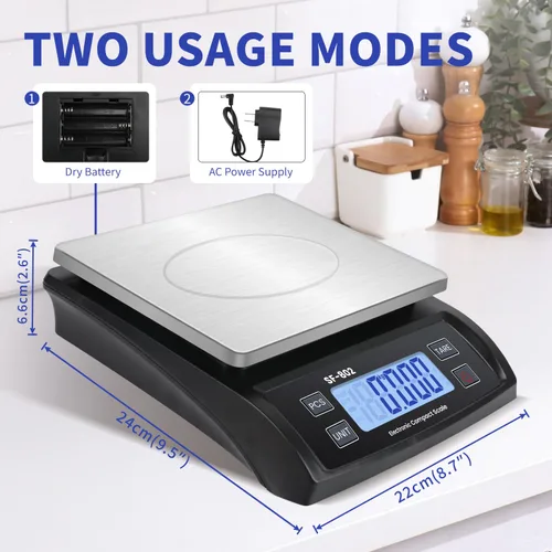 Miniatura 3 de Gran báscula digital de cocina 30kg/66lb báscula de alimentos para hornear y cocinar báscula de pan de acero inoxidable con pantalla LCD escalas