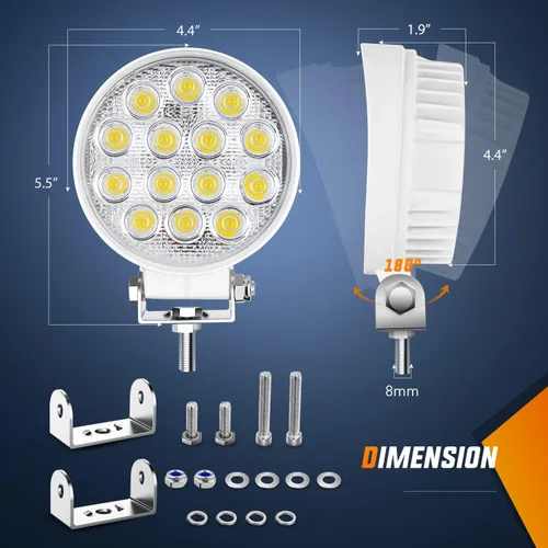 Miniatura 2 de Nilight Focos LED Marinos 2 Piezas 4.5 Pulgadas 42W 4200LM Luz Redonda Blanca Haz de Inundación Pontón Barco Cubierta Muelle Luces para Pesca LED