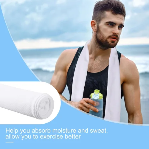 Miniatura 4 de BBTO 6 toallas refrescantes por sublimación a granel para deportes de 40 x 12 pulgadas, toalla blanca de sudor de golf, toalla de gimnasio