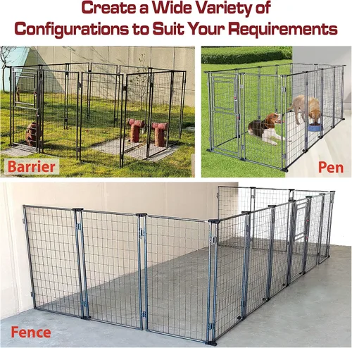 Miniatura 6 de Perrera para perros de 8 x 4 x 5 pies al aire libre con cubierta de techo para perros grandes, valla de perro resistente, alambre soldado Catio