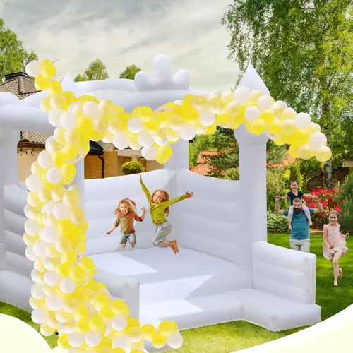 Miniatura 6 de FINCOME Casa inflable de rebote blanca de 13 x 13 pies con soplador, castillo de rebote comercial grande para saltar casa hinchable para niños