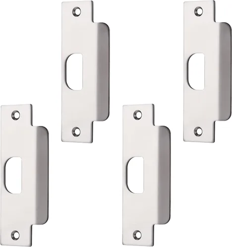 BRINKS Comercial - Paquete de 4 placas de repuesto para puertas ASA, acabado cromado satinado - Refuerza la seguridad en tus puertas
