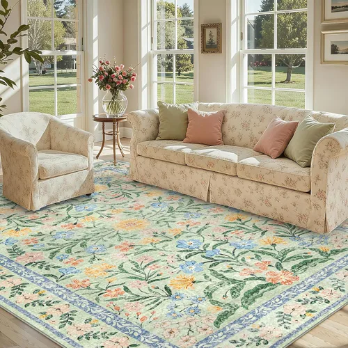 Miniatura 12 de Lahome - Alfombra redonda bóhema de color rosa claro de 4 pies, alfombras pequeñas circulares lavables para dormitorio de niños, alfombra circular