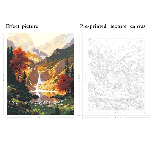 Miniatura 2 de QUITEDEW Pintura por números para adultos, pintura de cascada de montaña por números, kits de pintura de paisaje natural por números, adecuado