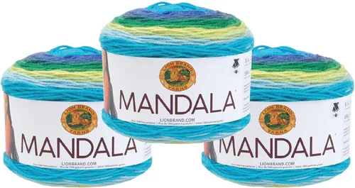 Miniatura 67 de Lion Brand Yarn Mandala - Hilo multicolor para ganchillo,tejido y manualidades, color Liger, 1770 pies, paquete de 1 unidad