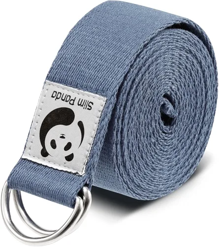 Miniatura 16 de Correa de yoga Slim Panda para estiramiento, Correa de yoga de algodón con hebilla ajustable en forma de D, Correa de yoga no elástica para pilates