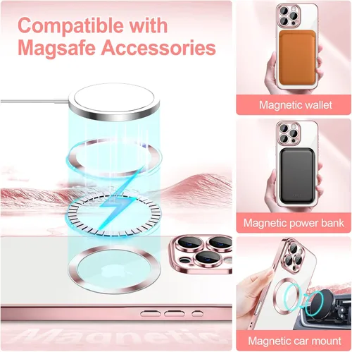 Miniatura 126 de Hython Funda para iPhone 14 Pro Max con purpurina, fundas magnéticas transparentes para teléfono con protector de lente de cámara