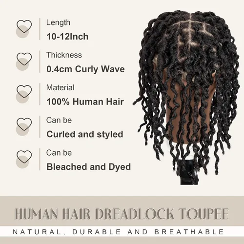 Miniatura 2 de DAIXI - Extensiones de rastas rizadas afro de 8 x 10 pulgadas con base de encaje completo transparente para hombres y mujeres, 56 hebras de 0.2 in