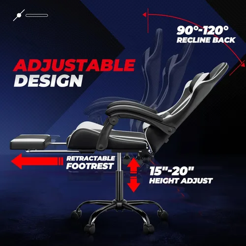 Miniatura 9 de Silla para Videojuegos Ergonómica Auto Dynasty, Silla de Oficina de Respaldo Alto con Soporte Lumbar Ajustable, Respaldo Articulado, Reposacabezas