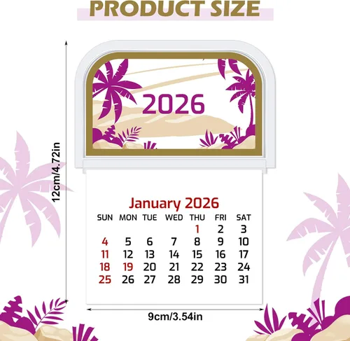 Miniatura 2 de Resurhang 5 unidades de calendario 2026 mini adhesivo en el calendario de despegar y pegar, calendarios de pared pequeños, calendarios adhesivos