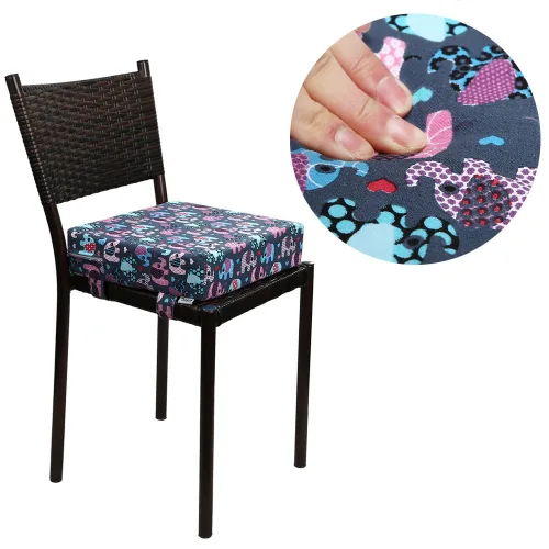 Miniatura 3 de Zicac Cojín de asiento elevador portátil para silla alta para viajes, comedor, almohadilla de asiento para niños pequeños, bebés, bebés, azul rosa