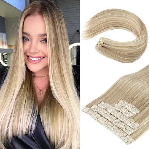 Miniatura 14 de REECHO Extensiones de cabello con pinzas, extensiones de cabello grueso y largo, extensiones de cabello sintético ligero para mujer, 24 pulgadas a