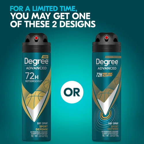 Miniatura 3 de Degree Men Desodorante antitranspirante para hombre, aerosol seco, defensa deportiva, desodorante de protección contra el sudor y el olor de 72