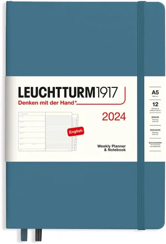 Miniatura 29 de LEUCHTTURM1917 - Agenda semanal y cuaderno 2024 con folleto adicional, tapa dura, composición (B5), verde (1 de enero - 31 de diciembre de 2024)