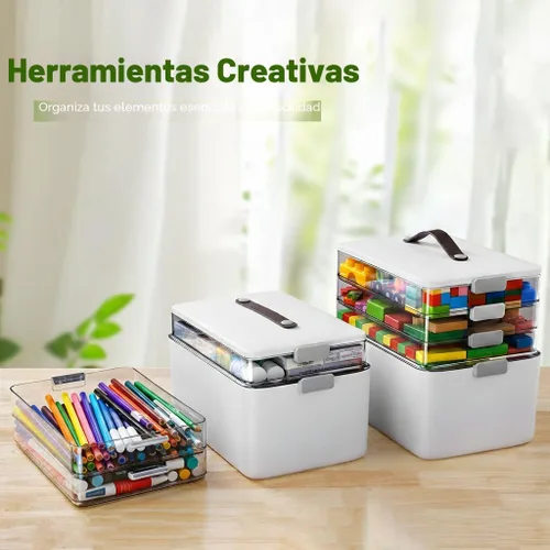Miniatura 3 de MOPALL Caja organizadora de almacenamiento de medicamentos de 4 niveles, contenedor portátil con pestillo, tapa y asa de cuero, organización