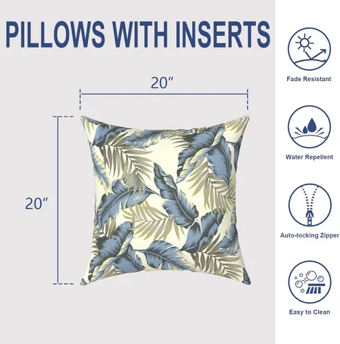 Miniatura 262 de Juego de 2 almohadas para exteriores de 16 x 16 pulgadas, repelentes al agua con interiores, para muebles de patio, hogar, jardín, geometría bohemia