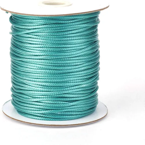 Miniatura 34 de Cordón de poliéster encerado coreano de 100 yardas, hilo de cordón trenzado beige para collar, cuerda de alambre de 0.079 pulgadas con carrete
