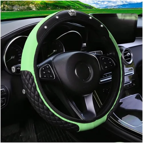 Miniatura 25 de Funda brillante para volante de automóvil, protector de cuero con diamantes de imitación de cristal para automóvil, accesorios de decoración