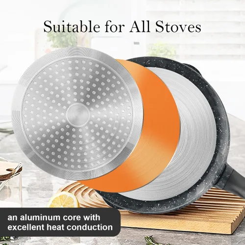 Miniatura 7 de Sartén antiadherente de 12 pulgadas con vaporizador, sartén profunda de 5 cuartos de galón con tapa, utensilios de cocina para cocinar, mango