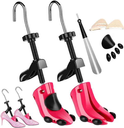 UHIAGREE Ensanchador de zapatos para mujeres y hombres, árbol de botas de zapatos ajustable de 4 vías, con bolsa de transporte y cuerno de zapatos