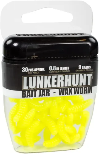 LUNKERHUNT Tarro de cebo de pesca con atractivo único | Gusanos de cera duraderos para lubina de pesca, cebo suave, gusanos realistas, señuelos de