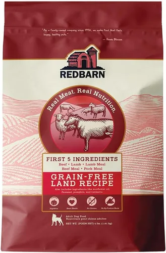 Redbarn - Comida seca para perros adultos sin granos, receta de carne de tierra, hecha en Estados Unidos, sin receta de pollo con ingredientes