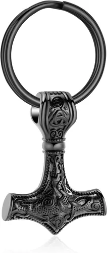Miniatura 12 de Joyería de cremación de martillo de Thor vikingo nórdico Mjolnir para cenizas para mujeres y hombres, collar de urna de nudo celta de acero