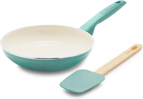 GreenPan Rio - Sartén antiadherente de cerámica saludable de 8 pulgadas y juego de espátulas de silicona con mango de agarre suave, juego para