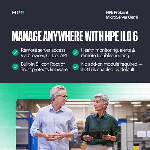 Miniatura 6 de Hewlett Packard Enterprise ProLiant MicroServer Gen11 Tower Server, procesador Intel Pentium Gold G7400, memoria de 16 GB, almacenamiento HDD de 1