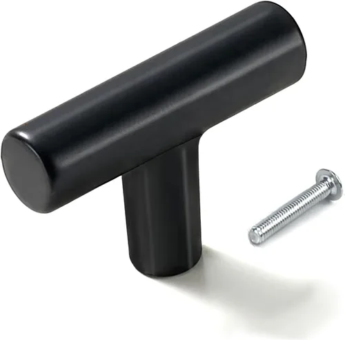 Miniatura 10 de 12 pomos de gabinete, tiradores de gabinete negros para cajones, herrajes de gabinete de un solo orificio con tornillos, para muebles de cocina