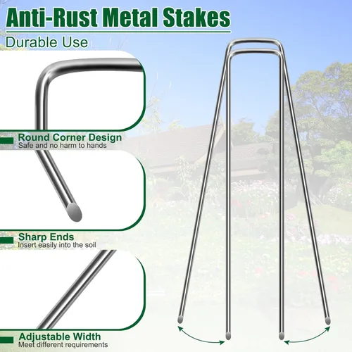 Miniatura 3 de OUPSAUI Estacas galvanizadas de 12 pulgadas para grapas de paisaje, 25/50/100/200 estacas de metal para jardín para tela de barrera de malezas