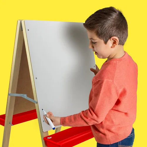 Miniatura 2 de Flipside Products Pizarra negra para niños y caballete blanco de borrado en seco, plegable para niños, dibujo en aula, pizarra blanca